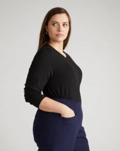 Light-As-Air Long Sleeve Crew Neck Tee - Black -UNIVERSAL STANDARD Light As Air Long Sleeve Crew Neck Tee Black USTO1592 001 003 026