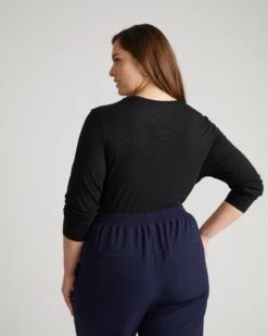 Light-As-Air Long Sleeve Crew Neck Tee - Black -UNIVERSAL STANDARD Light As Air Long Sleeve Crew Neck Tee Black USTO1592 001 004 046