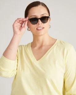 Light-As-Air Long Sleeve V-Neck Tee - Twinkle