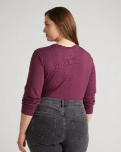 Lightweight Long Sleeve V-Neck Tee - Breathable Cotton Modal Layering Top 10 Lightweight Long Sleeve V-Neck Tee - Breathable Cotton Modal Layering Top -UNIVERSAL STANDARD Light As Air Long Sleeve V Neck Tee Grape Wine USTO1592V 446 004 021