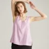 Lilac Linen Henley Tank - Lightweight Relaxed Fit Sleeveless Top -UNIVERSAL STANDARD Linen Henley Tank Lilac USTO1894 704 001 181