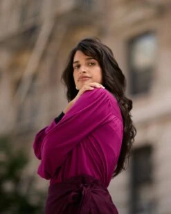 Moore Liquid Jersey Blouse - Elegant V-Neck Top in Rothko Purple -UNIVERSAL STANDARD Liquid Jersey Blouse Plum Caspia USTO1709 729 003