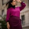 Moore Liquid Jersey Blouse - Elegant V-Neck Top in Rothko Purple 1 Moore Liquid Jersey Blouse - Elegant V-Neck Top in Rothko Purple -UNIVERSAL STANDARD Liquid Jersey Blouse Plum Caspia USTO1709 729 MAIN