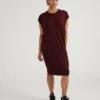 Carrea Relaxed Liquid Jersey Dress in Black Cherry - Ruched Workwear -UNIVERSAL STANDARD Liquid Jersey Carrera Dress Black Cherry USDR0230 190 001 002