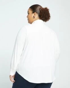 Elbe Popover Liquid Jersey Shirt Classic Fit - White -UNIVERSAL STANDARD Liquid Jersey Knit Elbe Shirt White USTO0391 025 004 025