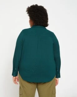 Elbe Popover Liquid Jersey Shirt Classic Fit - Forest Green -UNIVERSAL STANDARD Liquid Jersey Knit Elbe Shirt USTO0391 445 004 043