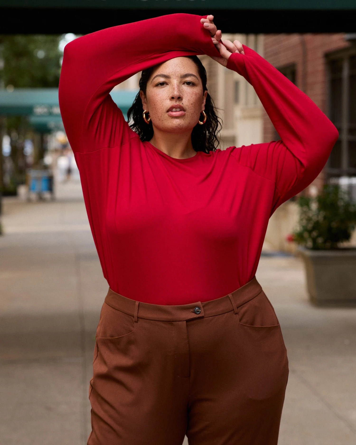 Joan Liquid Jersey Long Sleeve Top - New York Red 3 Joan Liquid Jersey Long Sleeve Top - New York Red