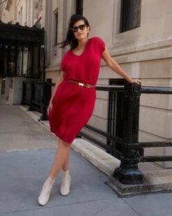 Minetta Liquid Jersey Dress - New York Red