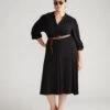 Gramercy Black Liquid Jersey Popover Dress -UNIVERSAL STANDARD Liquid Jersey Simple Blouse Dress Black USDR1708 001 001 001