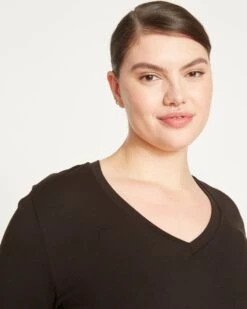 Women's Long Sleeve V-Neck Tee - Ultra-Soft Peruvian Cotton Blend