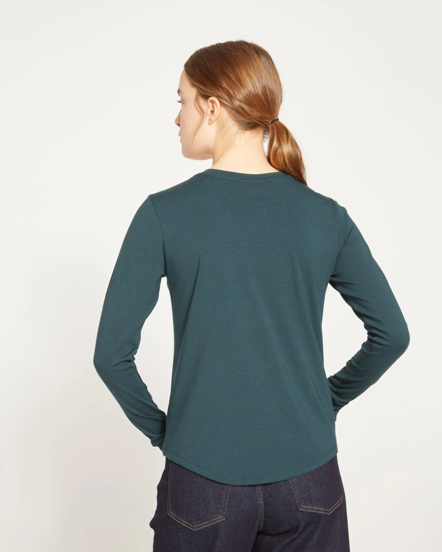 Premium Long Sleeve V-Neck Peruvian Cotton Tee - Deep Sea 6 Premium Long Sleeve V-Neck Peruvian Cotton Tee - Deep Sea - Image 4