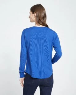 Long Sleeve V-Neck Peruvian Cotton Blend Top - Lapis -UNIVERSAL STANDARD Long Sleeve V Rex Lapis US10013LV 464 004 025