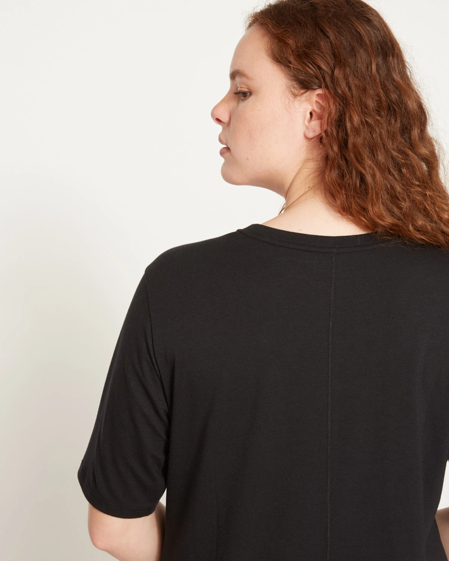 Maia Black Stovepipe Sleeve Tee: The Elevated Pima Cotton Essential 3 Maia Black Stovepipe Sleeve Tee: The Elevated Pima Cotton Essential