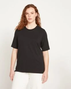 Maia Black Stovepipe Sleeve Tee: The Elevated Pima Cotton Essential 9 Maia Black Stovepipe Sleeve Tee: The Elevated Pima Cotton Essential -UNIVERSAL STANDARD Maia Stovepipe Sleeve Tee Black USTO0549 001 002 035