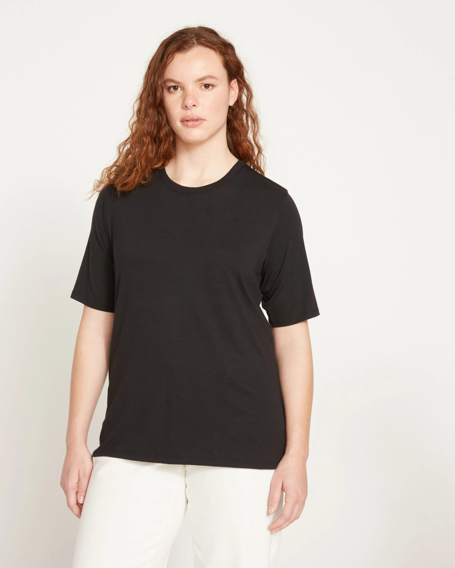 Maia Black Stovepipe Sleeve Tee: The Elevated Pima Cotton Essential 5 Maia Black Stovepipe Sleeve Tee: The Elevated Pima Cotton Essential - Image 3