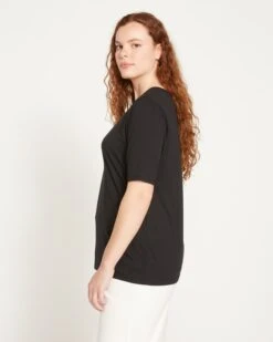 Maia Black Stovepipe Sleeve Tee: The Elevated Pima Cotton Essential 10 Maia Black Stovepipe Sleeve Tee: The Elevated Pima Cotton Essential -UNIVERSAL STANDARD Maia Stovepipe Sleeve Tee Black USTO0549 001 003 004