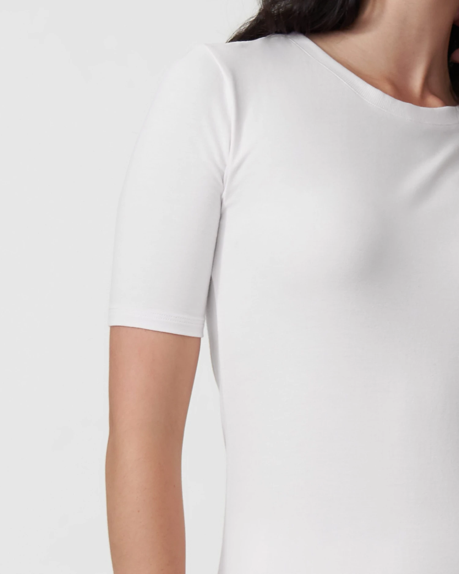 Maia Stovepipe Sleeve Tee - White Premium Pima Cotton Blend 3 Maia Stovepipe Sleeve Tee - White Premium Pima Cotton Blend