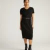Black Column Workwear Dress - Stretch Double Luxe Fabric