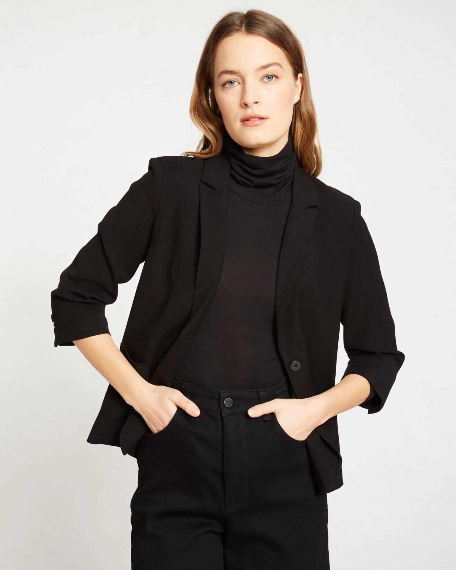 Meg Double Luxe Short Blazer - Black 3 Meg Double Luxe Short Blazer - Black