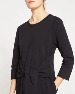 Misa Tie Sweatshirt Dress - Black 9 Misa Tie Sweatshirt Dress - Black -UNIVERSAL STANDARD Misa Dress Black USDR0004 001 001 020
