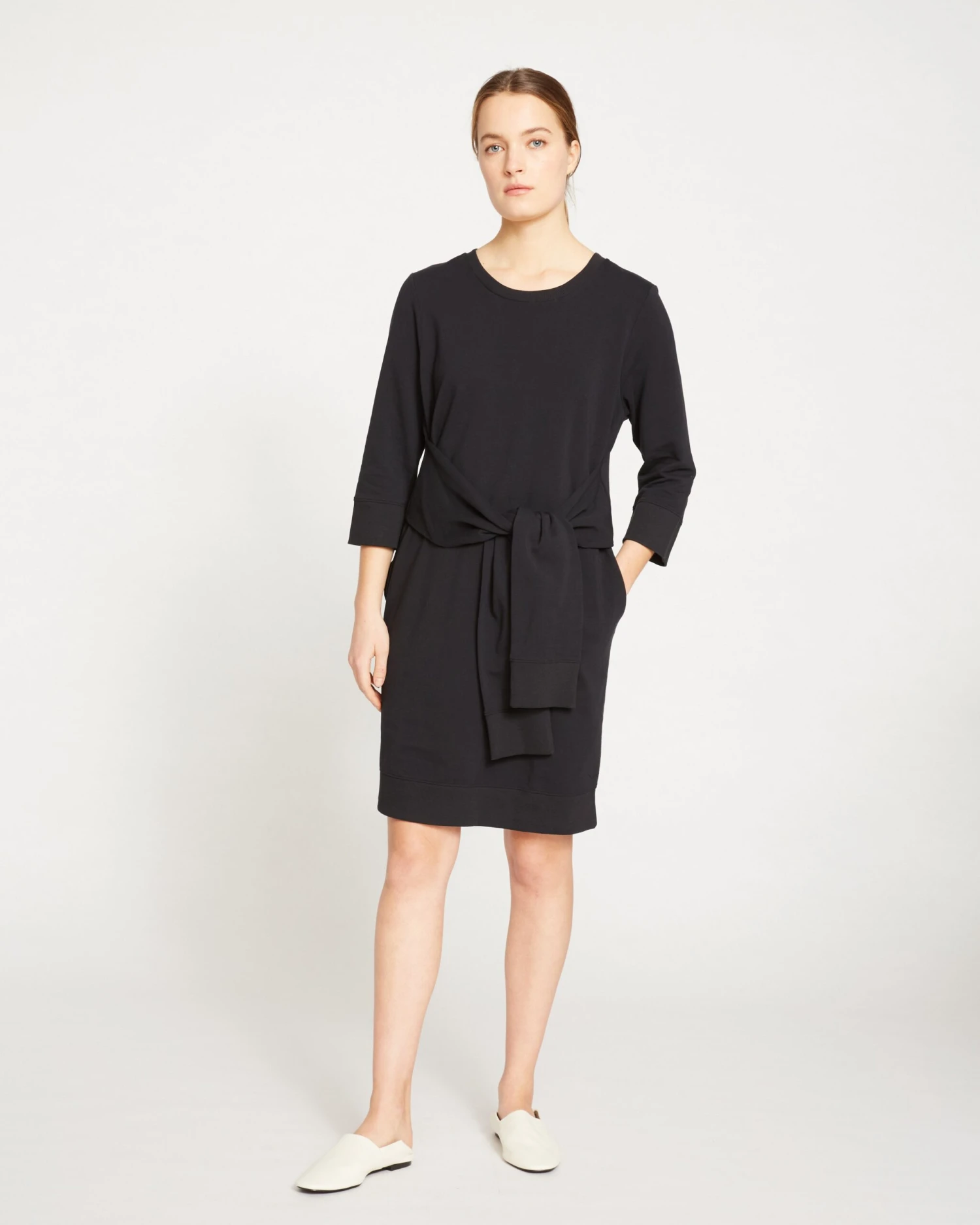 Misa Tie Sweatshirt Dress - Black 3 Misa Tie Sweatshirt Dress - Black