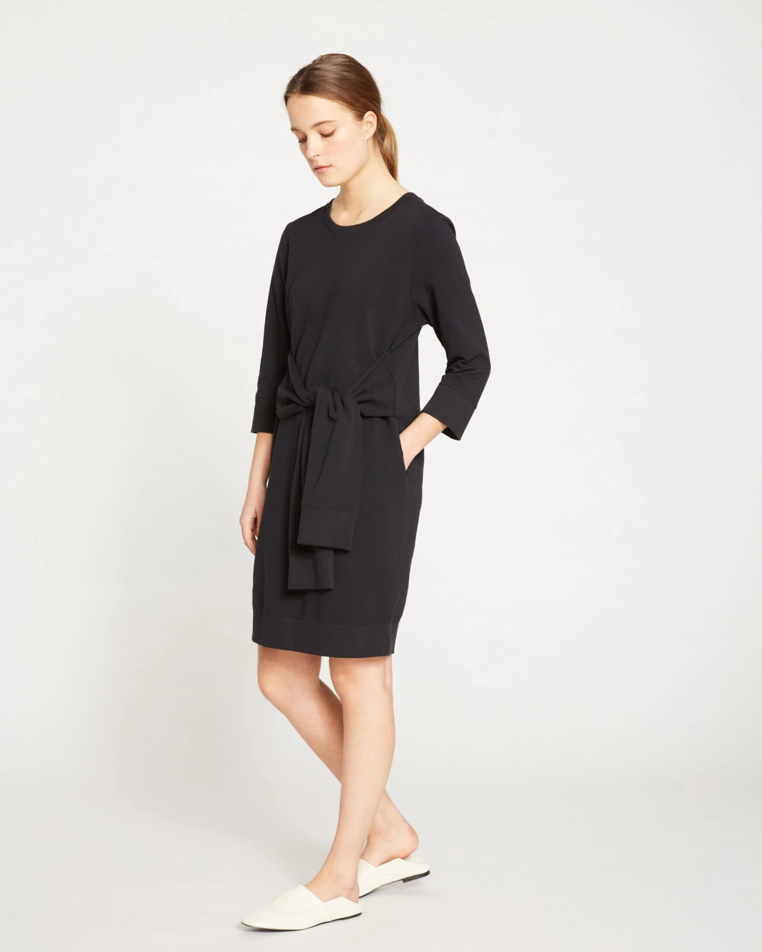Misa Tie Sweatshirt Dress - Black 4 Misa Tie Sweatshirt Dress - Black - Image 2