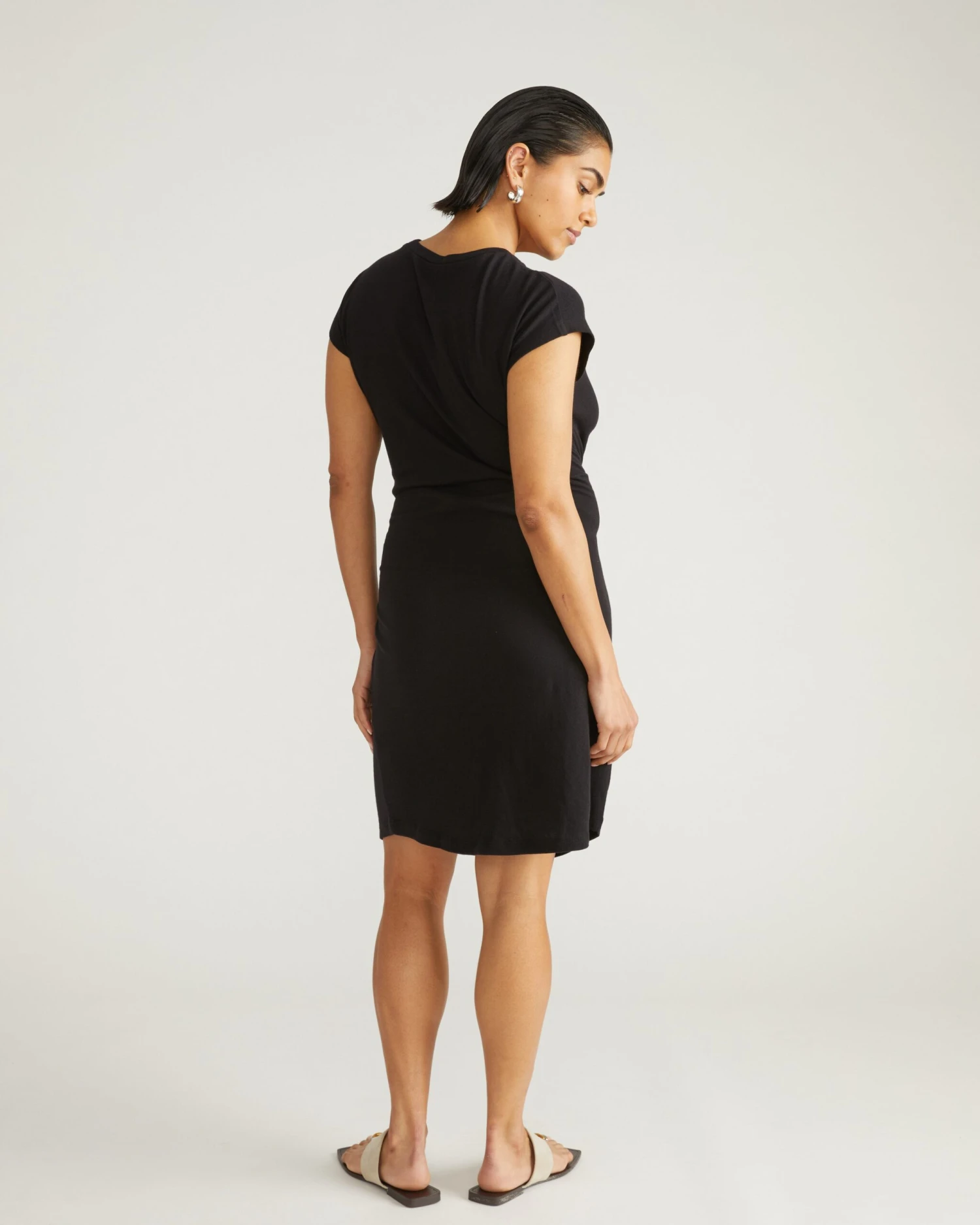 Misa Linen Jersey Tie Dress - Black 5 Misa Linen Jersey Tie Dress - Black - Image 3