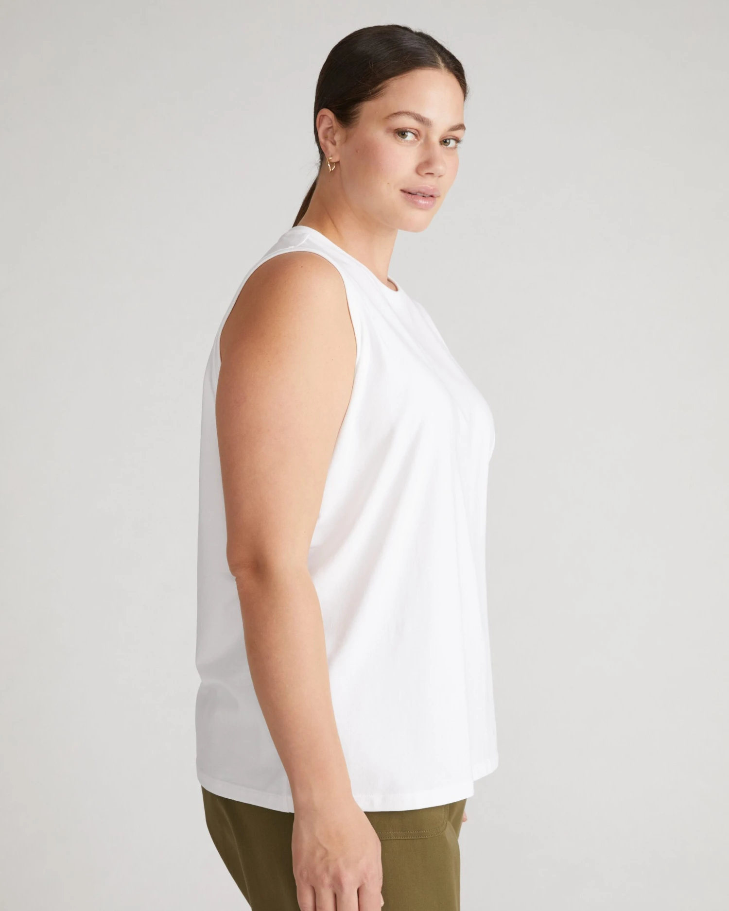 White Pima Cotton Muscle Tank - Retro 90s Sleeveless Top 4 White Pima Cotton Muscle Tank - Retro 90s Sleeveless Top - Image 2