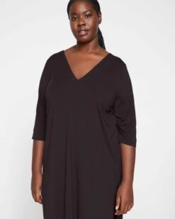 UltimateS Aubrey Sleep Dress - Black Elegant Loungewear -UNIVERSAL STANDARD New Aubrey Sleep Black USLG1281 001 002 069