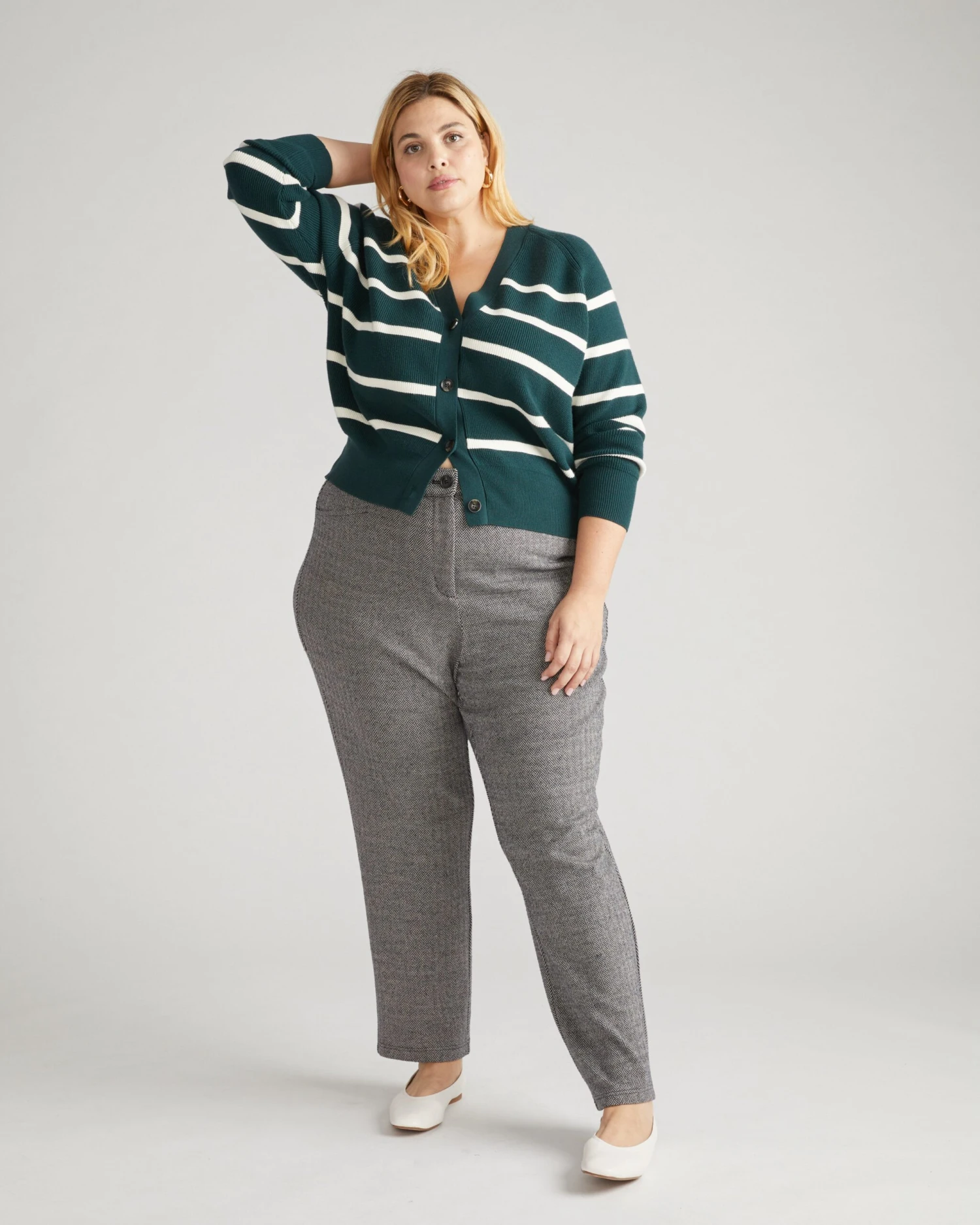 Herringbone Tweed Long Cigarette Ponte Pants - Versatile Work-to-Weekend Trousers 5 Herringbone Tweed Long Cigarette Ponte Pants - Versatile Work-to-Weekend Trousers - Image 3