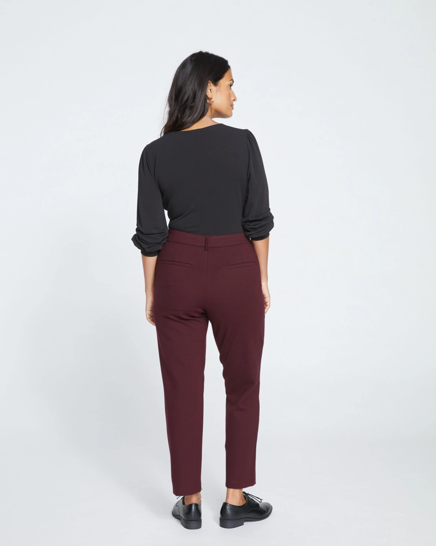 Cigarette Ponte Pants - Black Cherry 6 Cigarette Ponte Pants - Black Cherry - Image 4