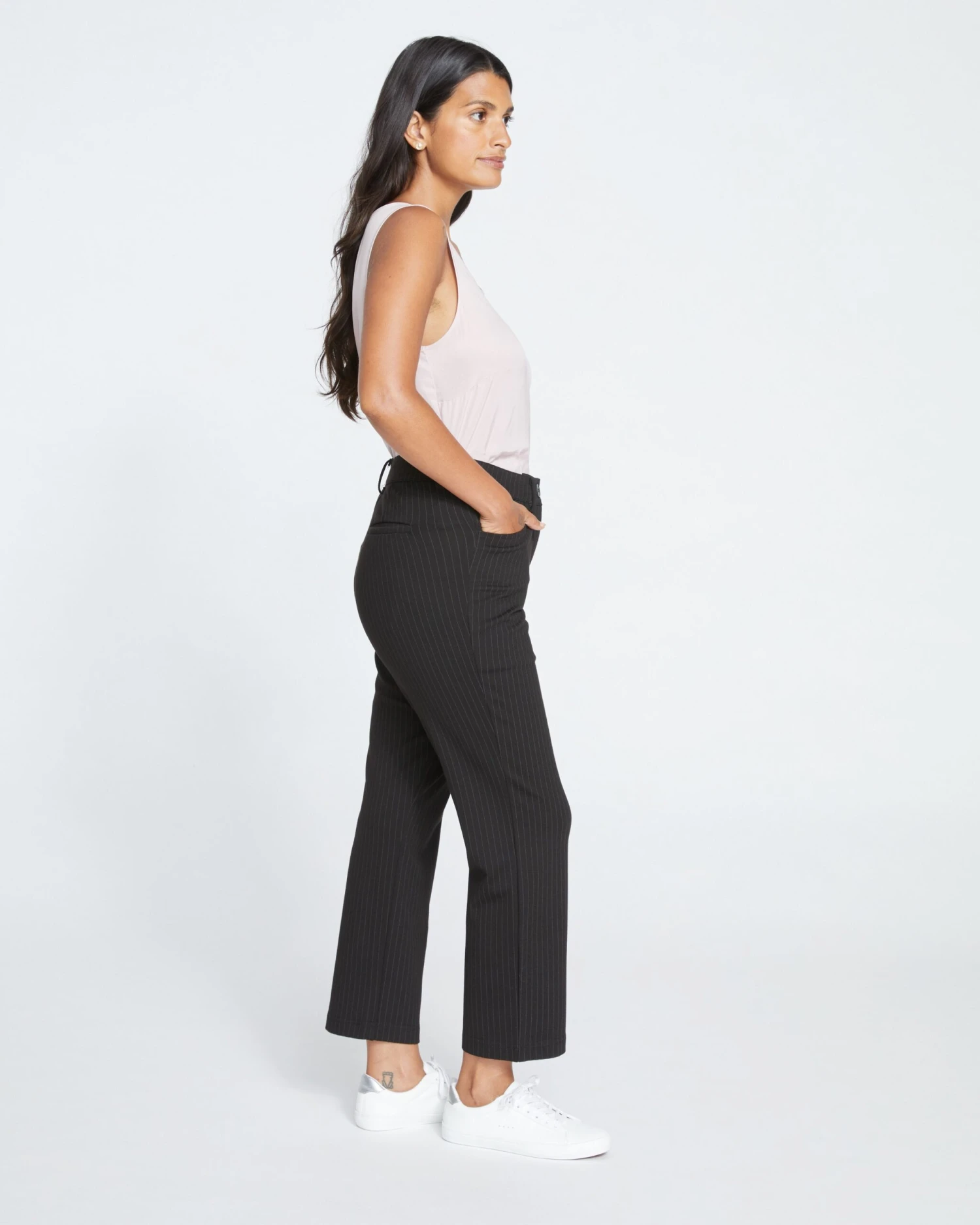 Cigarette Ponte Pants - Slate Pinstripe 5 Cigarette Ponte Pants - Slate Pinstripe - Image 3