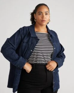 Denim Utility Jacket - Dark Indigo 11 Denim Utility Jacket - Dark Indigo -UNIVERSAL STANDARD New Denim Jacket Dark Indigo USOU1562 008 001 039