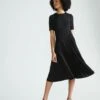 Devi Liquid Jersey Black T-Shirt Dress with Cascading Texture -UNIVERSAL STANDARD New Liquid Jersey Dress Black USDR1427 001 MAIN 001 009
