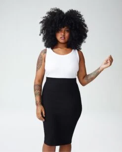 Petite Black Jersey Pencil Skirt with Smoothing Shape Retention