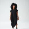 Elegant Petite Black Asymmetrical Hem Cotton Dress - Geneva Style 2 Elegant Petite Black Asymmetrical Hem Cotton Dress - Geneva Style -UNIVERSAL STANDARD Petite GenevaDress Black 1026 010 R1