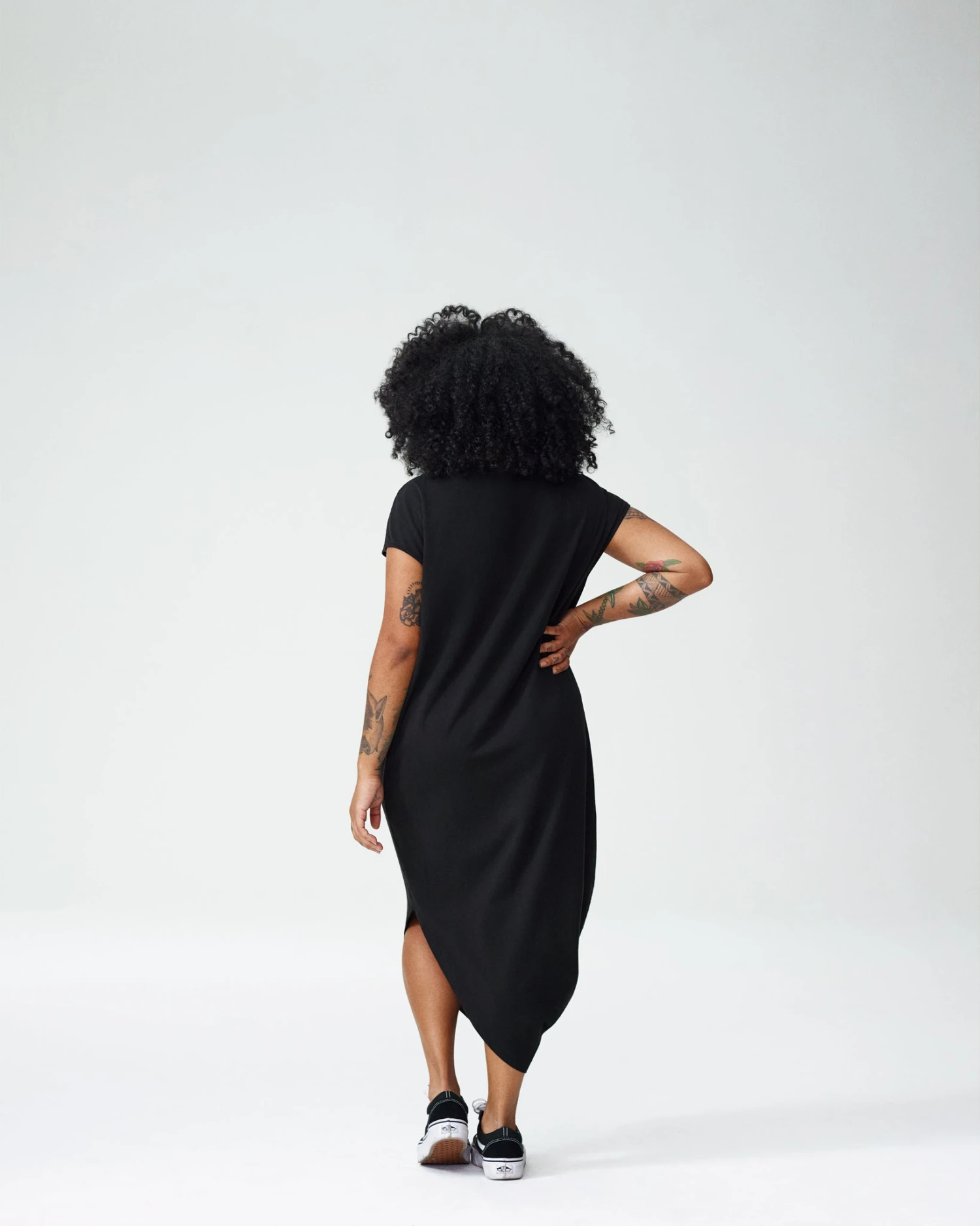 Elegant Petite Black Asymmetrical Hem Cotton Dress - Geneva Style 6 Elegant Petite Black Asymmetrical Hem Cotton Dress - Geneva Style - Image 4