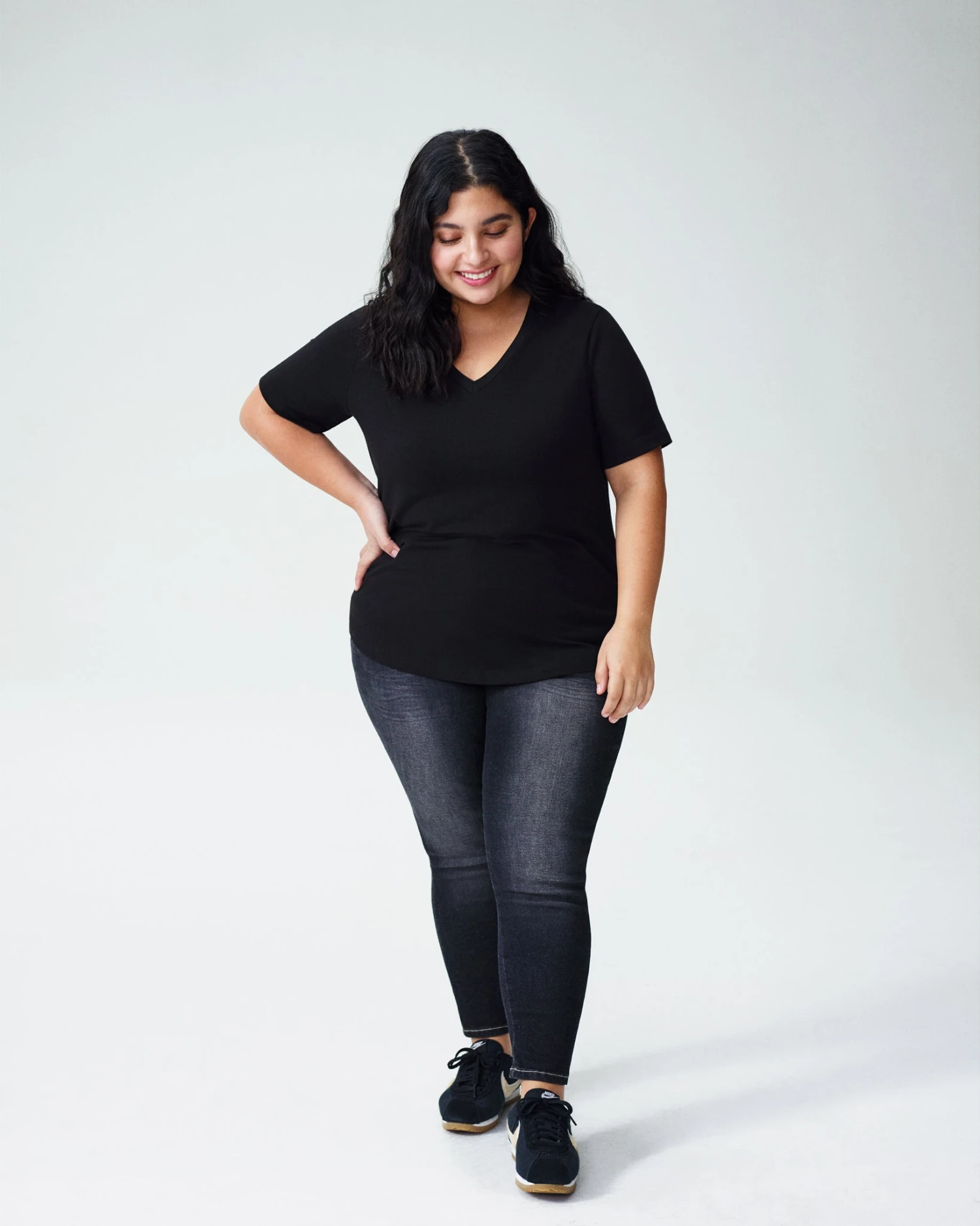 Petite Black V-Neck T-Shirt - Premium V Rex Fit 3 Petite Black V-Neck T-Shirt - Premium V Rex Fit