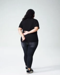 Petite Black V-Neck T-Shirt - Premium V Rex Fit 11 Petite Black V-Neck T-Shirt - Premium V Rex Fit -UNIVERSAL STANDARD Petite VRex Black 1031 030