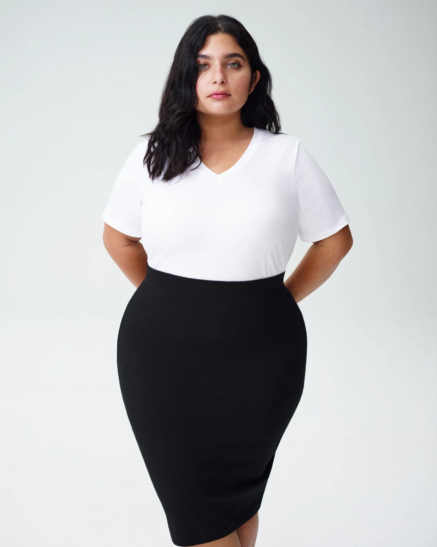 White Petite V-Neck T-Shirt - Premium Peruvian Cotton Tee 3 White Petite V-Neck T-Shirt - Premium Peruvian Cotton Tee