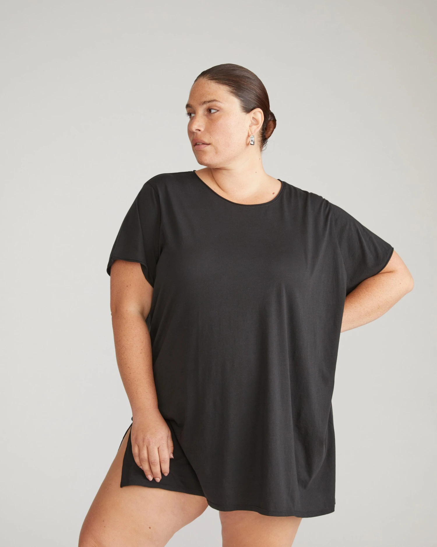 Organic Pima Cotton Relaxed Lounge Tee - Premium Black Top 3 Organic Pima Cotton Relaxed Lounge Tee - Premium Black Top