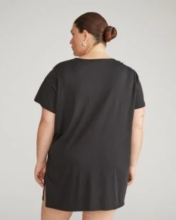 Organic Pima Cotton Relaxed Lounge Tee - Premium Black Top 7 Organic Pima Cotton Relaxed Lounge Tee - Premium Black Top -UNIVERSAL STANDARD Pima Cotton Sleep Tee Black USTO0863B 001 003 1060