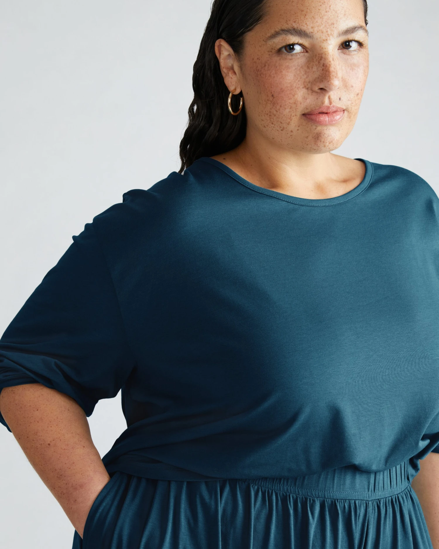 Relaxed Fit Long Sleeve Lounge Tee - Modal Cotton Pina Top 3 Relaxed Fit Long Sleeve Lounge Tee - Modal Cotton Pina Top