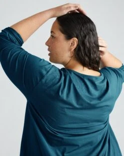 Relaxed Fit Long Sleeve Lounge Tee - Modal Cotton Pina Top 7 Relaxed Fit Long Sleeve Lounge Tee - Modal Cotton Pina Top -UNIVERSAL STANDARD Pina Tee Deep Sea USLG1823 259 003