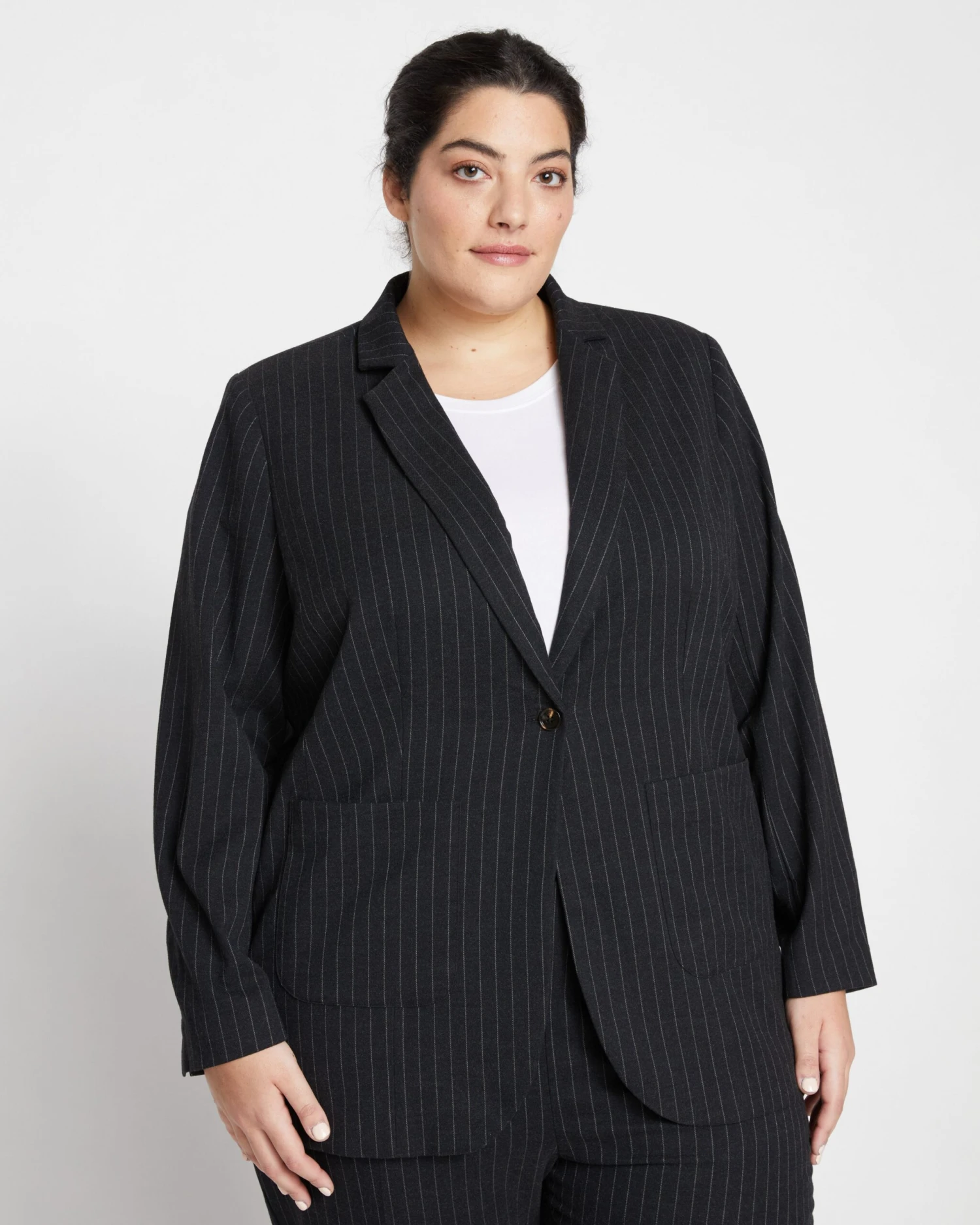 The Pinstripe Blazer - Graphite 4 The Pinstripe Blazer - Graphite - Image 2