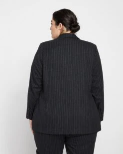 The Pinstripe Blazer - Graphite 16 The Pinstripe Blazer - Graphite -UNIVERSAL STANDARD Pinstripe Blazer Charcoal USOU1319 057 004 053