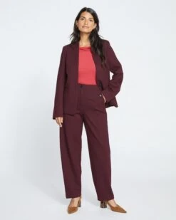 Lennox Collarless Ponte Blazer - Black Cherry -UNIVERSAL STANDARD Ponte Collarless Blazer Black Cherry USOU1463 190 002 008