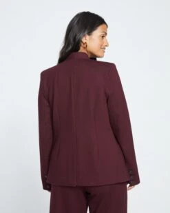 Lennox Collarless Ponte Blazer - Black Cherry -UNIVERSAL STANDARD Ponte Collarless Blazer Black Cherry USOU1463 190 004 039