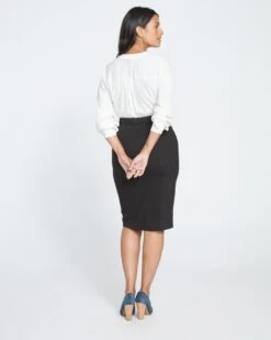 Danube Ponte Skirt - Slate Pinstripe -UNIVERSAL STANDARD Ponte Danube Skirt Gray Pinstripe USSK1498 201 004 031