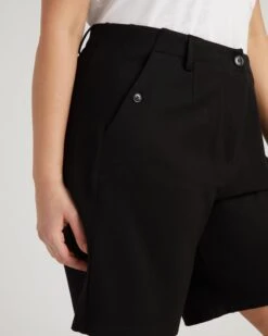 Audrey Black Ponte Tailored Shorts with Elastic Back Waist 12 Audrey Black Ponte Tailored Shorts with Elastic Back Waist -UNIVERSAL STANDARD Ponte Shorts Black USPA1285S 001 003 031